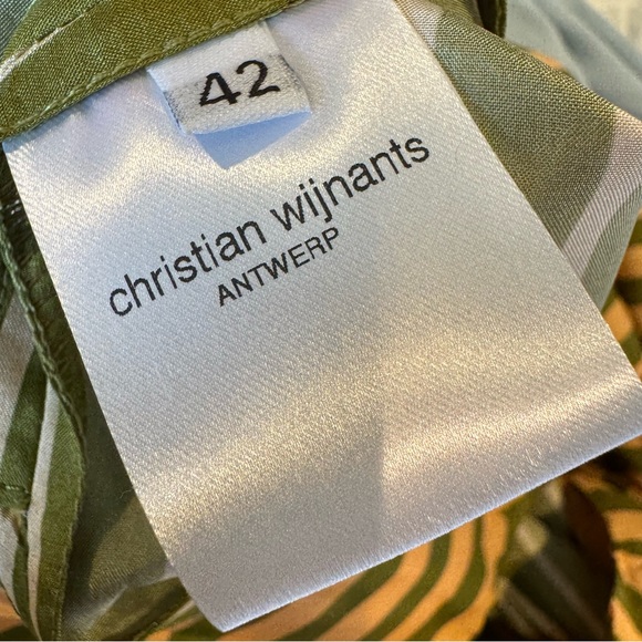 NWT Christian Wijnants Danai Peach Khaki Green Stripes Midi Dress | XL - Picture 9 of 10